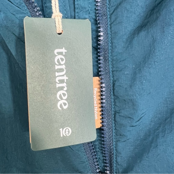 NWT TENTREE teal blue women's recycled nylon long jacket in reflecting pond M - Picture 16 of 17